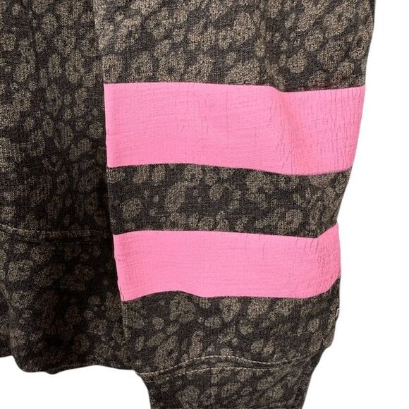 NEW! Sundry Teddy Striped Floral Hoodie Brown w/Pink Arm Stripes Size Small (1) - Picture 4 of 13